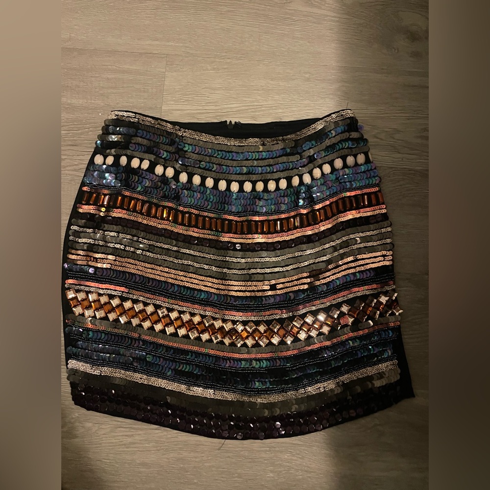 TFNC Sequin Striped Mini Skirt
